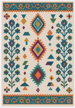 Fas ve Kabile Halısı, Halı Vektörü Tasarımı ve Resimler Yüksek çözünürlüklü Beyaz tuval üzerinde izole edilmiş