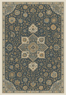 Halk sanatı, yüksek çözünürlüklü modern desenli İran Vektör Halısı 'ndan esinlenerek beyaz tuval üzerinde trend renkleri ile izole edilmiştir.