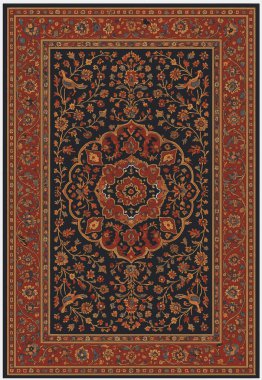 Halk sanatı, yüksek çözünürlüklü modern desenli İran Vektör Halısı 'ndan esinlenerek beyaz tuval üzerinde trend renkleri ile izole edilmiştir.