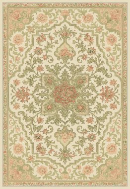 Halk sanatı, yüksek çözünürlüklü modern desenli İran Vektör Halısı 'ndan esinlenerek beyaz tuval üzerinde trend renkleri ile izole edilmiştir.