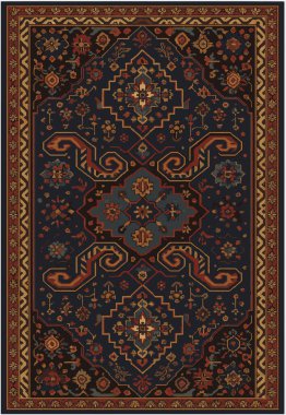 Halk sanatı, yüksek çözünürlüklü modern desenli İran Vektör Halısı 'ndan esinlenerek beyaz tuval üzerinde trend renkleri ile izole edilmiştir.