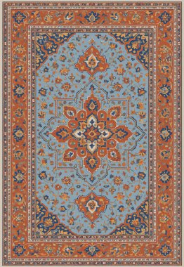 Halk sanatı, yüksek çözünürlüklü modern desenli İran Vektör Halısı 'ndan esinlenerek beyaz tuval üzerinde trend renkleri ile izole edilmiştir.