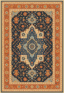 Halk sanatı, yüksek çözünürlüklü modern desenli İran Vektör Halısı 'ndan esinlenerek beyaz tuval üzerinde trend renkleri ile izole edilmiştir.