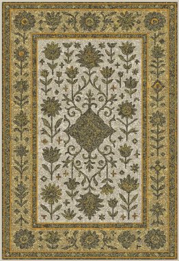 Halk sanatı, yüksek çözünürlüklü modern desenli İran Vektör Halısı 'ndan esinlenerek beyaz tuval üzerinde trend renkleri ile izole edilmiştir.