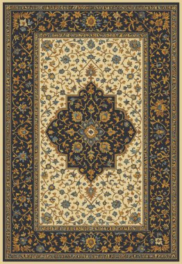 Halk sanatı, yüksek çözünürlüklü modern desenli İran Vektör Halısı 'ndan esinlenerek beyaz tuval üzerinde trend renkleri ile izole edilmiştir.