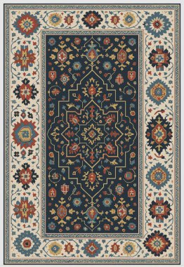 Halk sanatı, yüksek çözünürlüklü modern desenli İran Vektör Halısı 'ndan esinlenerek beyaz tuval üzerinde trend renkleri ile izole edilmiştir.