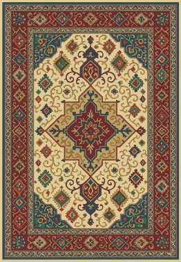 Halk sanatı, yüksek çözünürlüklü modern desenli İran Vektör Halısı 'ndan esinlenerek beyaz tuval üzerinde trend renkleri ile izole edilmiştir.