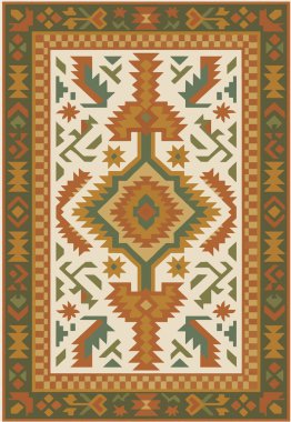 Halk sanatı, yüksek çözünürlüklü modern desenli İran Vektör Halısı 'ndan esinlenerek beyaz tuval üzerinde trend renkleri ile izole edilmiştir.