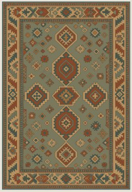 Halk sanatı, yüksek çözünürlüklü modern desenli İran Vektör Halısı 'ndan esinlenerek beyaz tuval üzerinde trend renkleri ile izole edilmiştir.