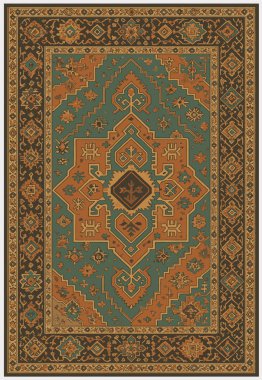 Halk sanatı, yüksek çözünürlüklü modern desenli İran Vektör Halısı 'ndan esinlenerek beyaz tuval üzerinde trend renkleri ile izole edilmiştir.