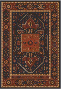 Halk sanatı, yüksek çözünürlüklü modern desenli İran Vektör Halısı 'ndan esinlenerek beyaz tuval üzerinde trend renkleri ile izole edilmiştir.