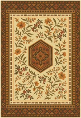 Halk sanatı, yüksek çözünürlüklü modern desenli İran Vektör Halısı 'ndan esinlenerek beyaz tuval üzerinde trend renkleri ile izole edilmiştir.