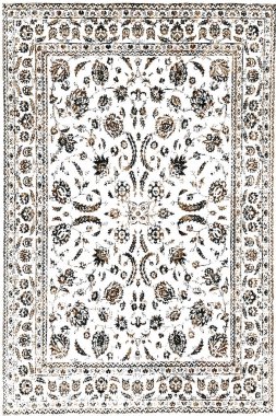 Orijinal Pers folk tarzı halı tasarımı ve grunge desenli illüstrasyon 