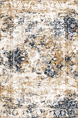 Orijinal Pers folk tarzı halı tasarımı ve grunge desenli illüstrasyon 