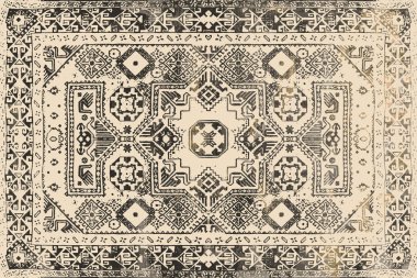 Orijinal paslanmış halı tasarımı ve grunge desenli illüstrasyon 