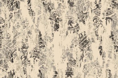 Orijinal paslanmış halı tasarımı ve grunge desenli illüstrasyon 