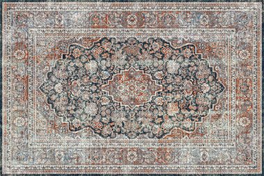 Orijinal paslanmış halı tasarımı ve grunge desenli illüstrasyon 