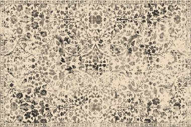 Orijinal, eskimiş efekt, halı tasarımı ve grunge desenli çizimler. 