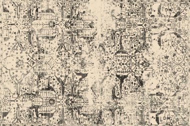 Orijinal, eskimiş efekt, halı tasarımı ve grunge desenli çizimler. 