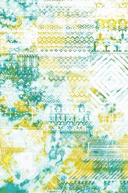 Orijinal paslanmış halı tasarımı ve grunge desenli illüstrasyon 