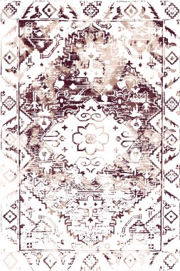 Orijinal paslanmış halı tasarımı ve grunge desenli illüstrasyon 