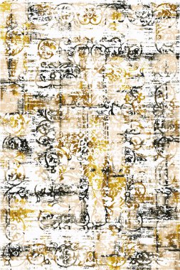 Orijinal paslanmış halı tasarımı ve grunge desenli illüstrasyon 