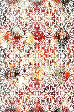 Orijinal paslanmış halı tasarımı ve grunge desenli illüstrasyon 