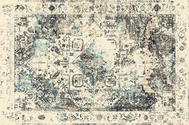 Orijinal paslanmış halı tasarımı ve grunge desenli illüstrasyon 