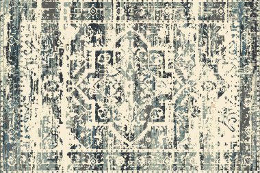 Orijinal paslanmış halı tasarımı ve grunge desenli illüstrasyon 