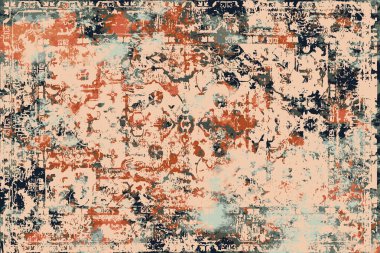Orijinal paslanmış halı tasarımı ve grunge desenli illüstrasyon 