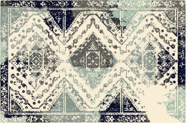 Orijinal paslanmış halı tasarımı ve grunge desenli illüstrasyon 