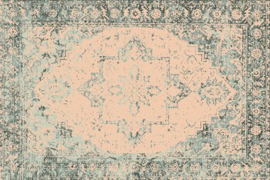 Orijinal paslanmış halı tasarımı ve grunge desenli illüstrasyon 