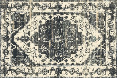 Orijinal paslanmış halı tasarımı ve grunge desenli illüstrasyon 