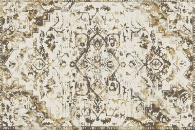 Orijinal paslanmış halı tasarımı ve grunge desenli illüstrasyon 