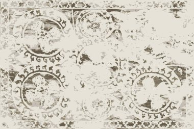 Orijinal paslanmış halı tasarımı ve grunge desenli illüstrasyon 