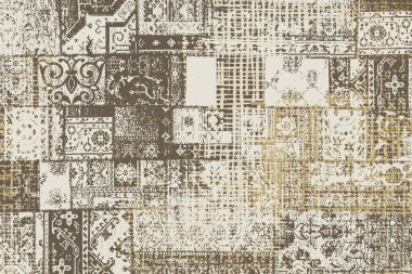 Orijinal paslanmış halı tasarımı ve grunge desenli illüstrasyon 