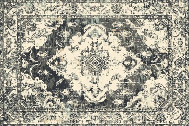 Orijinal paslanmış halı tasarımı ve grunge desenli illüstrasyon 