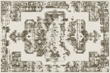 Orijinal paslanmış halı tasarımı ve grunge desenli illüstrasyon 