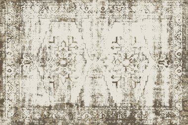 Orijinal paslanmış halı tasarımı ve grunge desenli illüstrasyon 