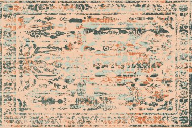 Orijinal paslanmış halı tasarımı ve grunge desenli illüstrasyon 