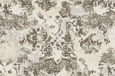 Orijinal paslanmış halı tasarımı ve grunge desenli illüstrasyon 