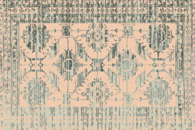 Orijinal paslanmış halı tasarımı ve grunge desenli illüstrasyon 