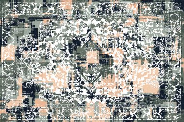 Orijinal paslanmış halı tasarımı ve grunge desenli illüstrasyon 