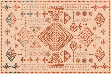 Orijinal paslanmış halı tasarımı ve grunge desenli illüstrasyon 