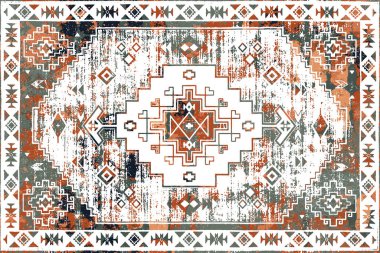 Orijinal paslanmış halı tasarımı ve grunge desenli illüstrasyon 