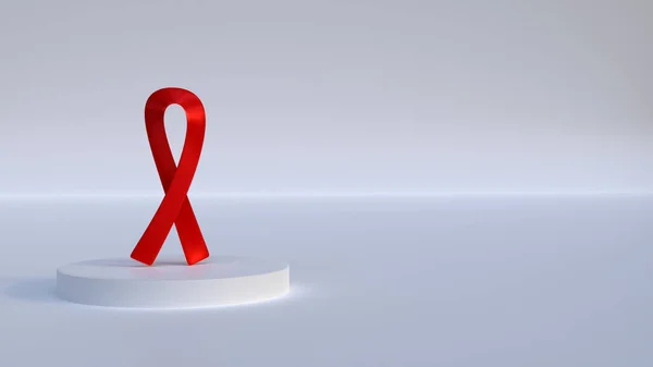 red ribbon concept design for cancer awareness month 3d illustration, design for cancer prevention or cure awareness 3d rendering, background for cancer campaign on social media, isolated red ribbon
