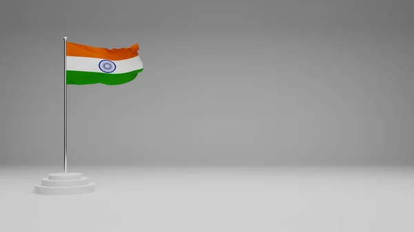 Maken Indiase Vlag Met Paal Lege Ruimte Voor Reclame Geïsoleerde — Stockfoto