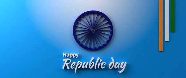 インド共和国祭のためのコンセプトアート挨拶3Dレンダリング 3Dイラストでの空の青 インド共和国の日の背景デザインでお祝いのための26共和国の日のバナーデザイン — ストック写真