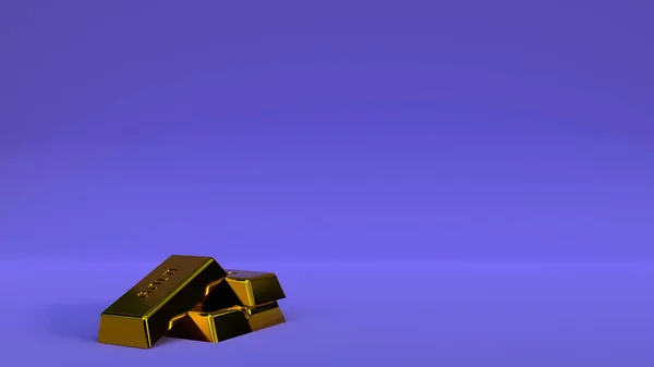 Isolated Gold Brick Purple Backdrop Render Finance Stock Concept Design — Stock Photo, Image
