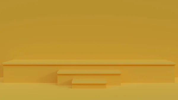 Жовтий Грандіозний Етап Презентації Продукту Рендеринговий Подіум Вітрини Продукту Реклами — стокове фото